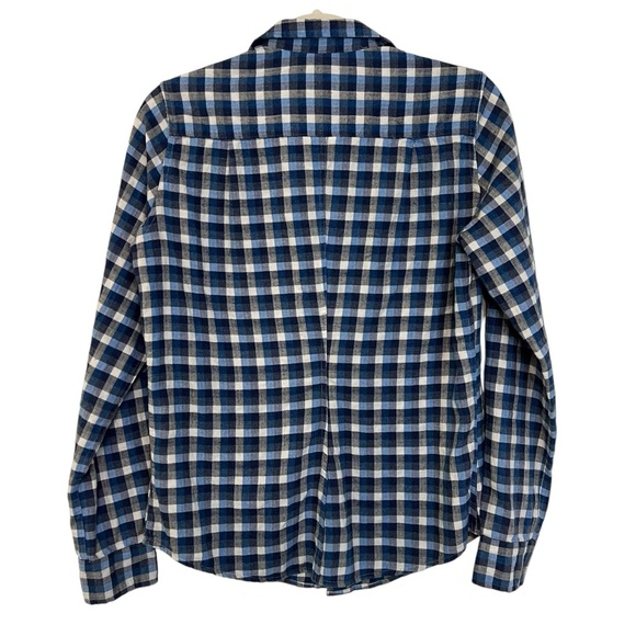 Frank & Eileen Barry Cotton Check Flannel Shirt Blue Small Casual Capsule Spring - Picture 5 of 6